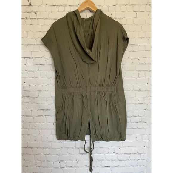 NWT UNIQ Navy Green Hooded Sleeveless utility lightweight vest dress Size Small - Picture 2 of 7